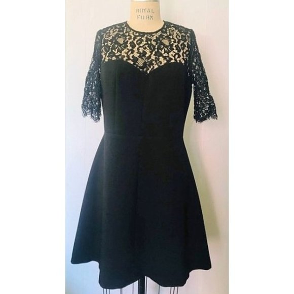 BA&SH Black Lace Open Back Verlaine Dress 10 NWT Elegant Coquette Cocktail Party - Picture 4 of 15